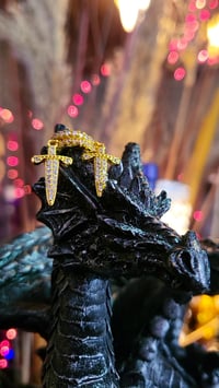 Image 1 of 👑The Armored Kingdom Dagger Hoop Earrings