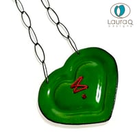 Image 1 of a mended GREEN & CREAM heart