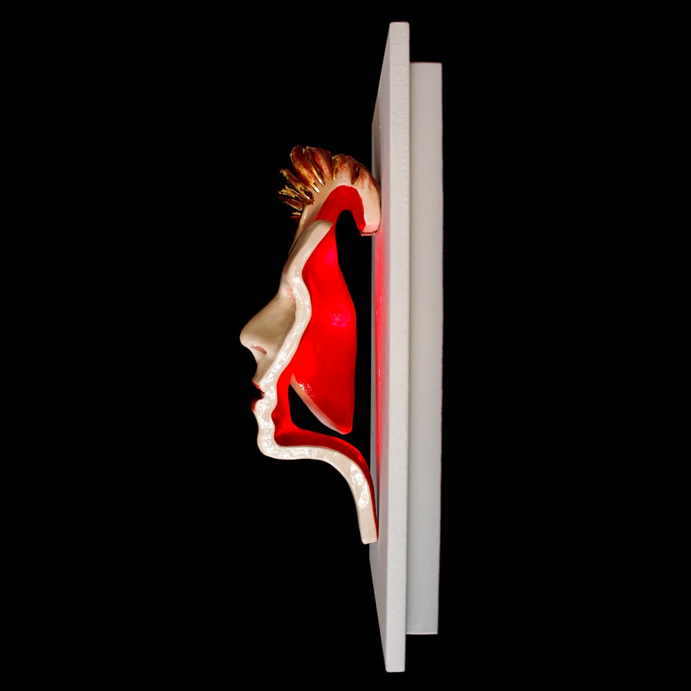 LED 'Ziggy Flash' David Bowie Painted Ceramic Face Sculpture