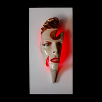 Image 2 of LED 'Ziggy Flash' David Bowie Painted Ceramic Face Sculpture