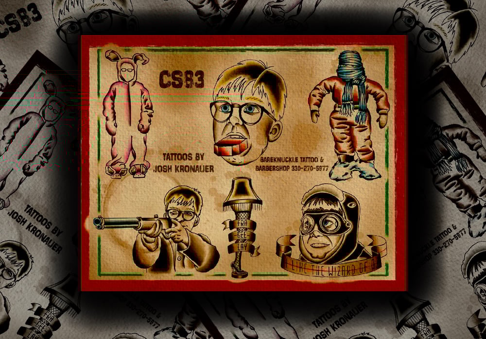 Image of A Christmas Story Tattoo Flash Sheet Print 