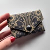 Small Credit Card Wallet with Yellow Ornament Print