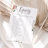 Baby Shower Games - Guess The Price Game Cards Boho Floral