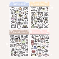 Art Class, Work Day, Travel Time, Fashion Store Sticker Sheet
