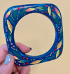 Hand Painted Wooden Bangle Bracelet (minor imperfections to be expected) BLUE