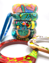 Hand Painted Wooden Bangle Bracelet (minor imperfections to be expected) BLUE