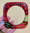 Hand Painted Wooden Bangle Bracelet (minor imperfections to be expected) RED