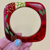 Hand Painted Wooden Bangle Bracelet (minor imperfections to be expected) RED
