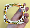 Hand Painted Wooden Bangle Bracelet (minor imperfections to be expected) WHITE