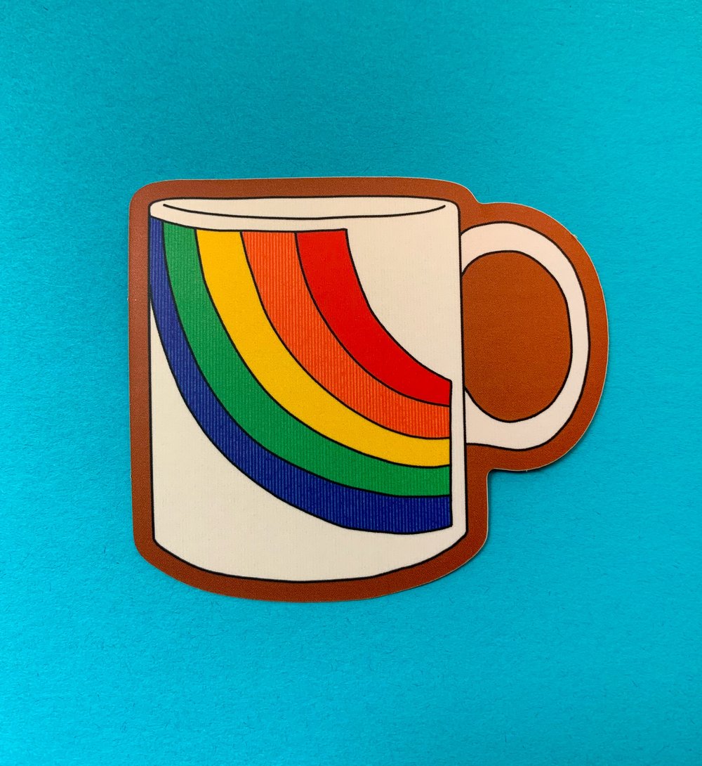 Vintage Rainbow Mug-weatherproof sticker