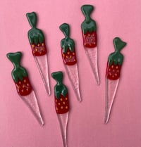 Image 1 of Fused glass strawberry candy planter stake