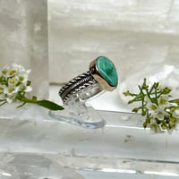 Image 2 of Emerald Valley Kingman Ring w/ 14K Gold Bezel~Size 7.5