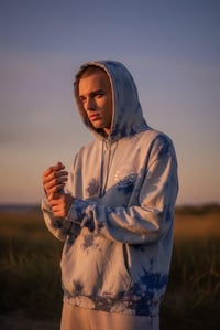 Image 1 of Mind, Body & Sole Blue Cloud Tie Dye Hoodie 