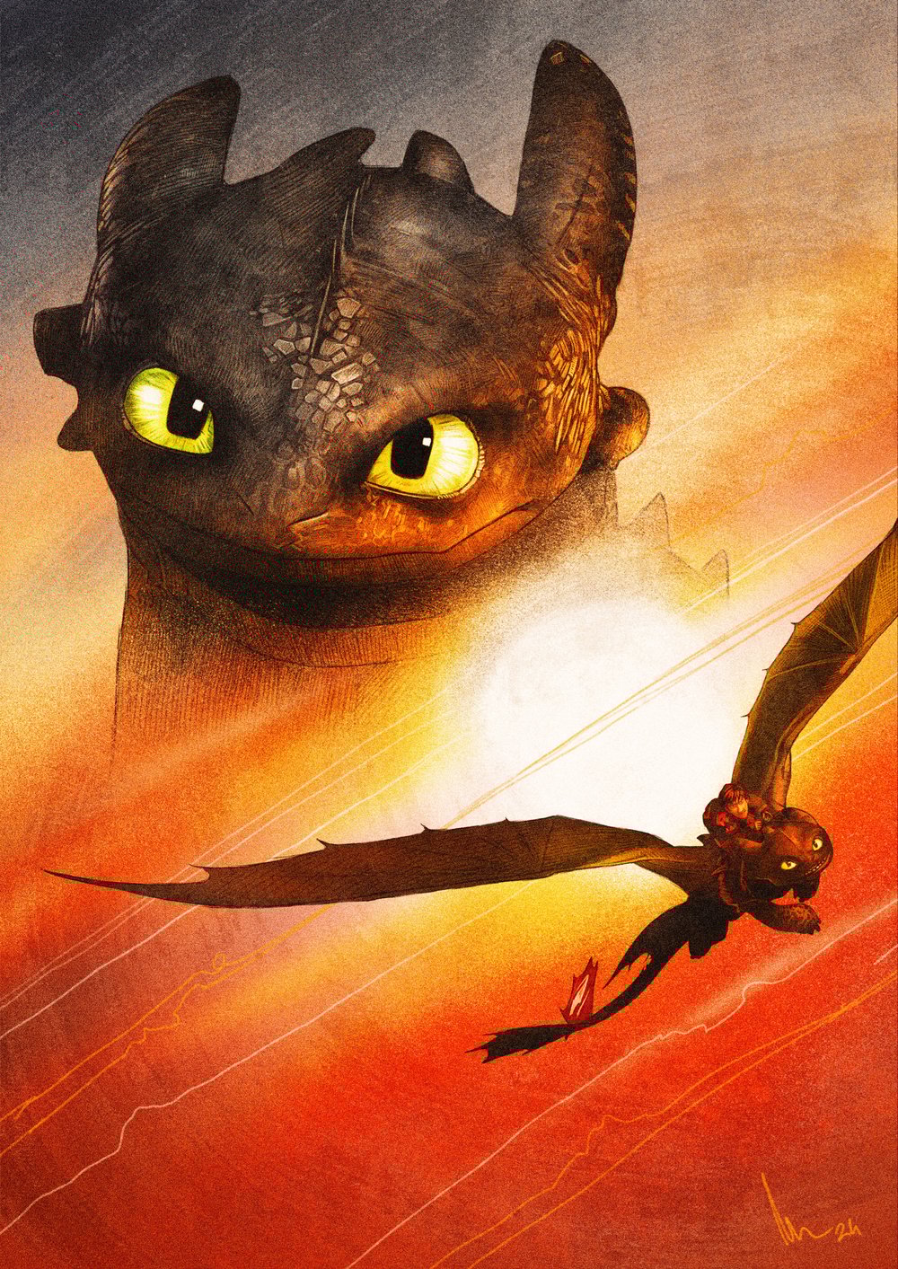How To Train Your Dragon (Toothless) A3 300gsm Giclée Art Print