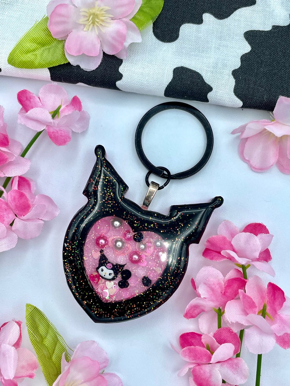 Image of Keychain - Black & Pink Bunny 2 