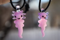 Image 1 of Axolotl Glass Pendant with Necklace