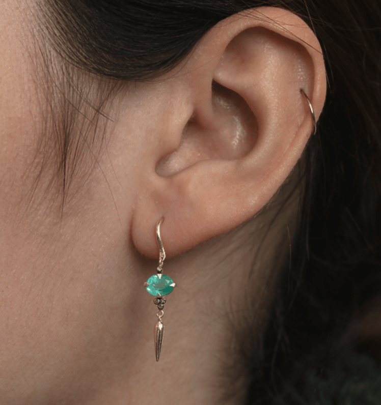 Image of Nina Earrings in Emerald or Garnet