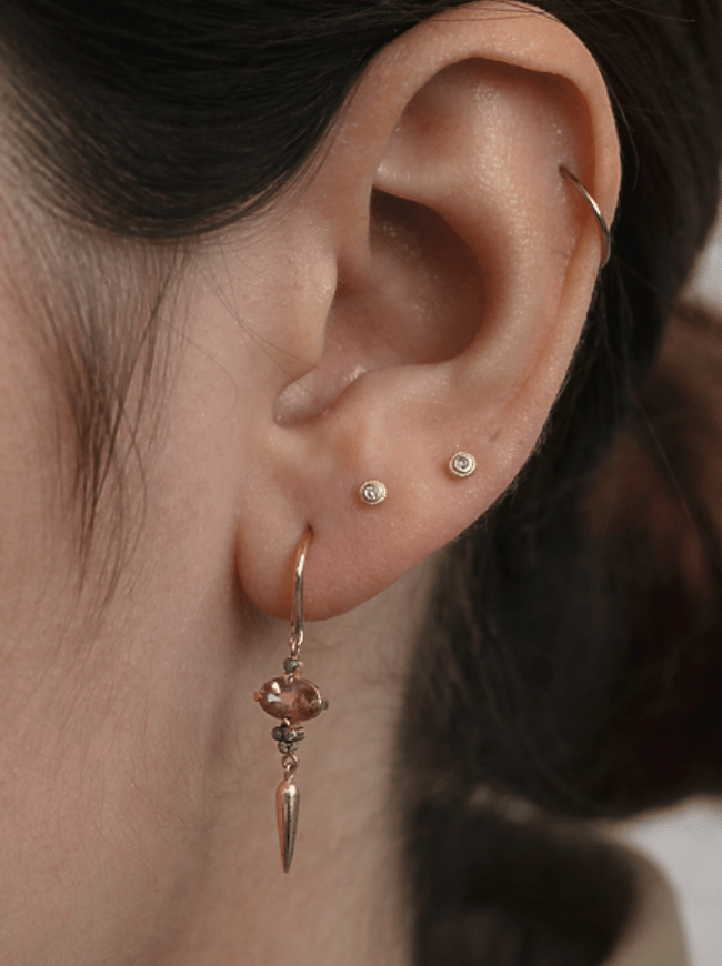 5 Octobre Earrings in Emerald or Pale Garnet - Image 2 of 5