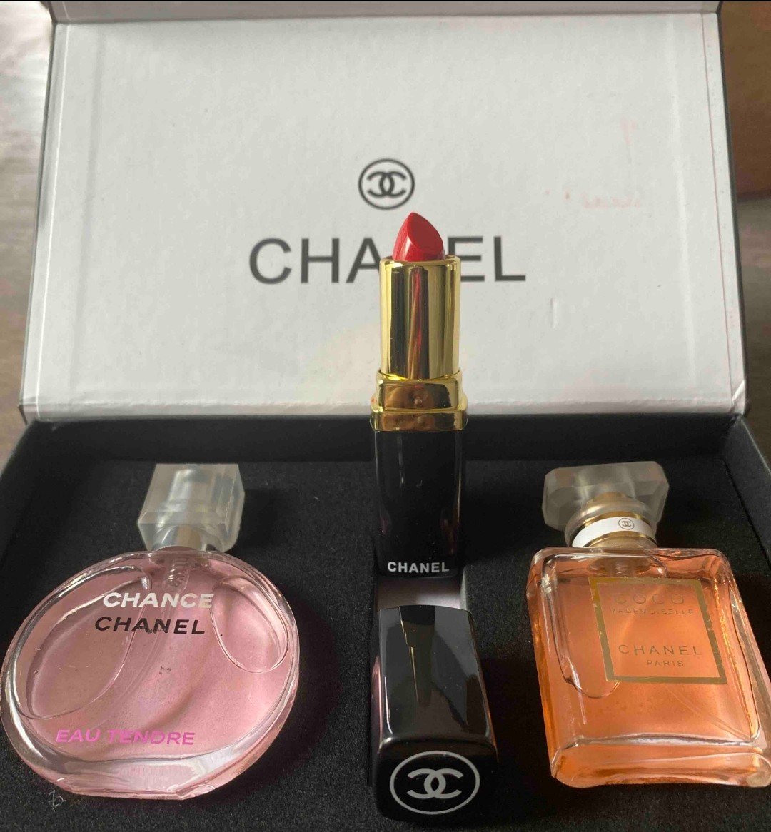 chanel perfume and lipstick set