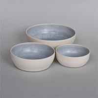 Image 2 of Small nest of 3 shallow dishes with pale blue interior