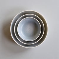 Image 3 of Small nest of 3 shallow dishes with pale blue interior