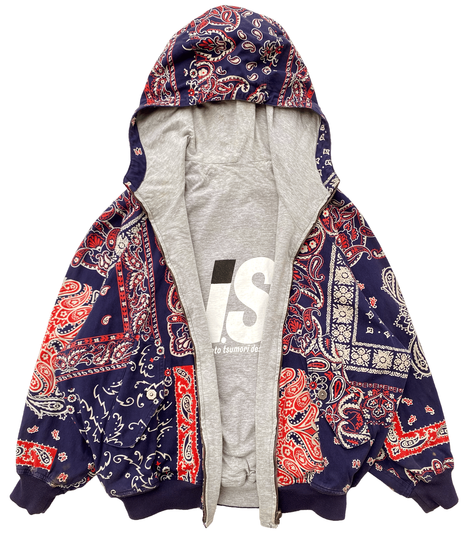 80's Issey Miyake Reversible Paisley Sport Hoodie | neverlandsupply