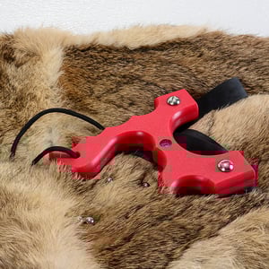 Image of Slingshot, Red Textured HDPE Catapult, Right handed shooter, Survivalist, Gift for men