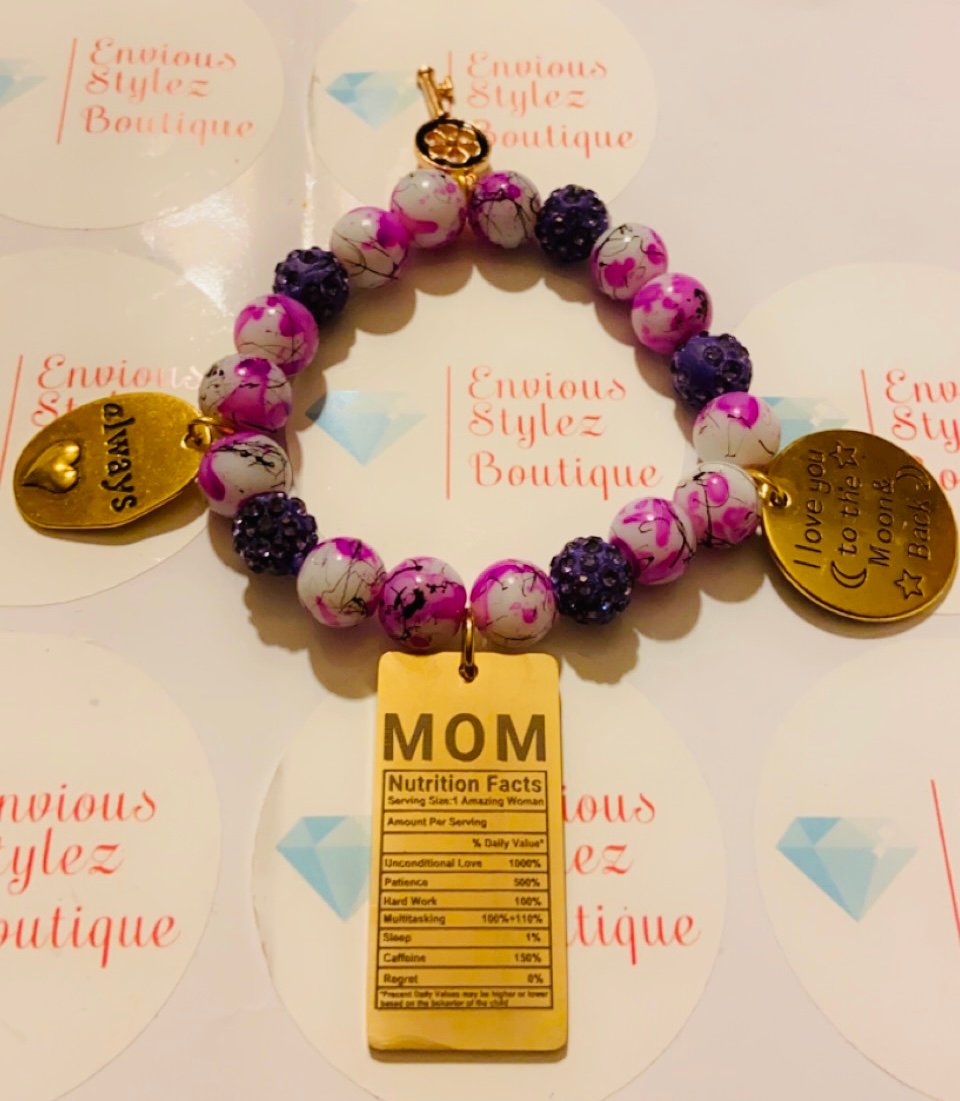 Image of Mom beaded charm bracelets  pick 1 of your choice