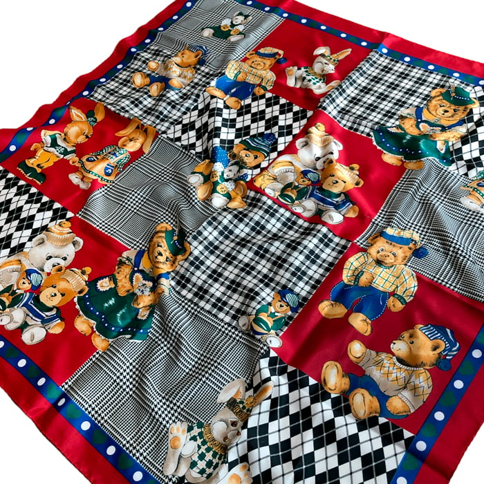 Vintage bears and rabbits handkerchief