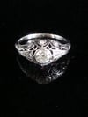 ART DECO 18CT 18k DIAMOND PAVE SOLITAIRE 0.45CT RING