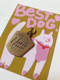 Image 1 of Noble Beast - brass coloured, typography based cute dog or cat tag