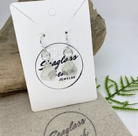 Image 2 of FROSTED TRIANGULAR WHITE SEAGLASS ON SILVER STERLING EARRINGS
