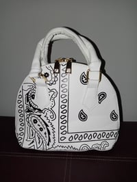 Image 3 of Medium-Sized Bandana Print Crossbody (white)