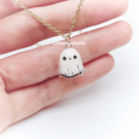 Image 2 of Sad ghost halloween necklace