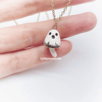 Image 4 of Ghost mushroom halloween necklace