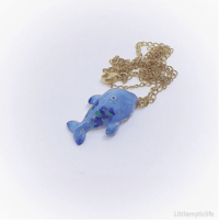 Image 1 of Blue galaxy whale necklace