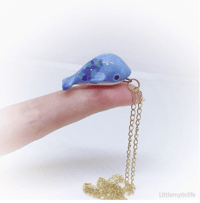 Image 3 of Blue galaxy whale necklace