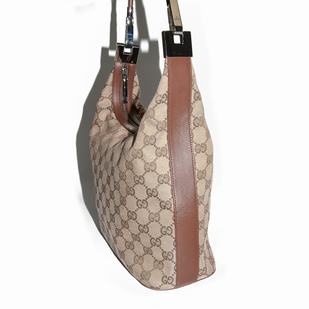 Image of Gucci Monogram Canvas Shoulder Bag