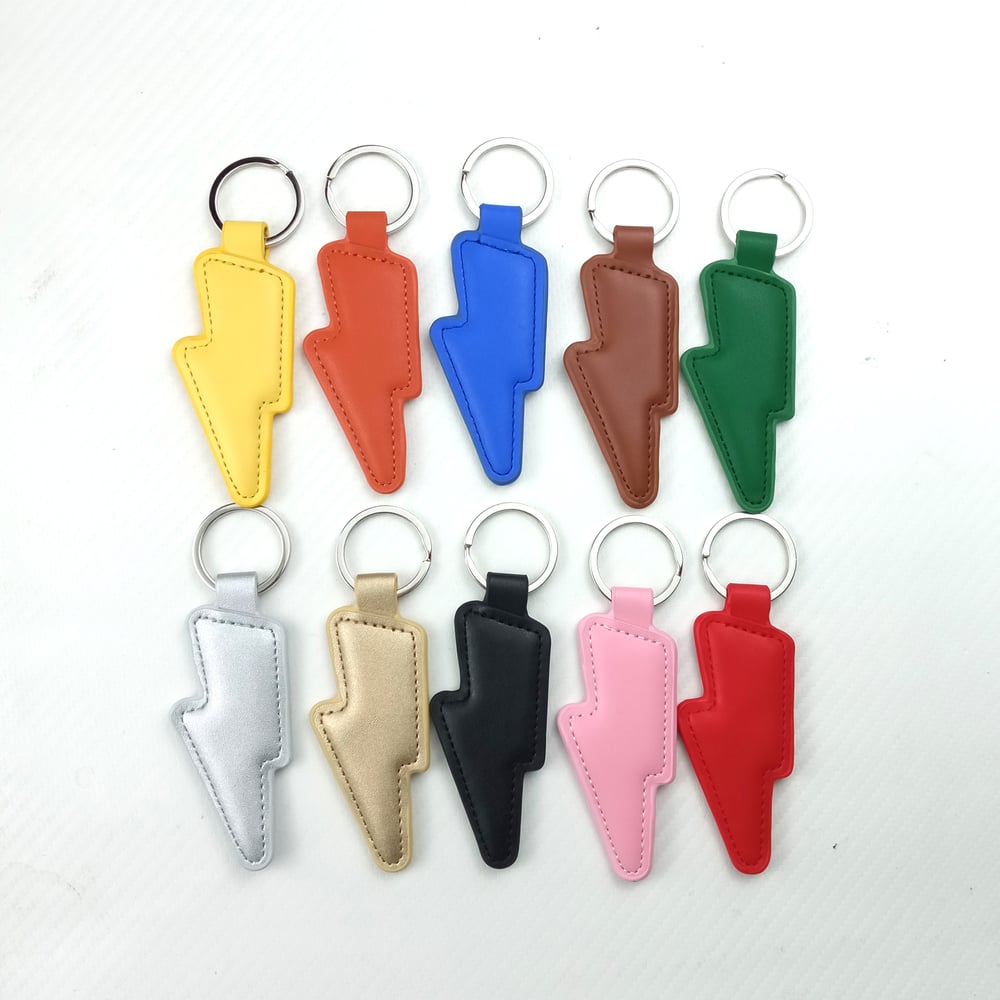 Colourful Lightning Bolt Leather Keyrings