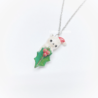 Image 3 of Christmas mistletoe  bear necklace