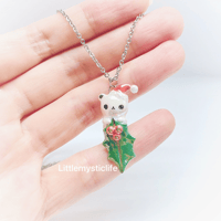 Image 4 of Christmas mistletoe  bear necklace