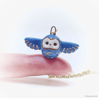 Image 2 of moon blue owl necklace