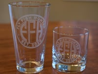 Fly Fish Hunter Laser Etched Pint Glass & Lowball Whiskey Glass
