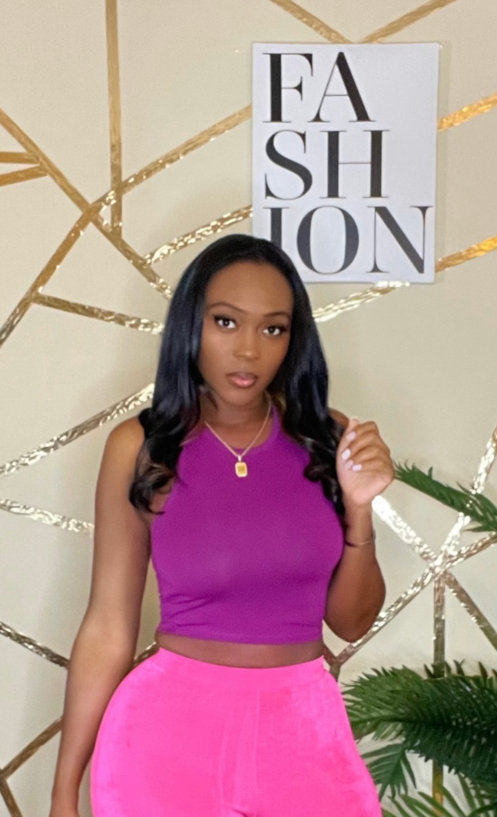 Magenta Simple Crop Top
