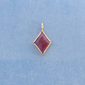 Image of Pink Sapphire lozenge cut 14k gold necklace