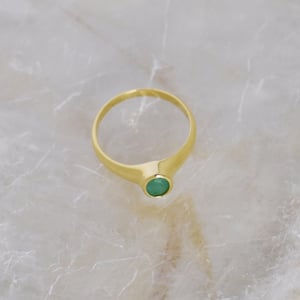 Image of Colombia Emerald oval cut 14k gold signet ring