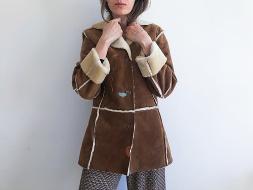 Image of Upcycled fake leather and fur coat // size small medium,  one of a kind
