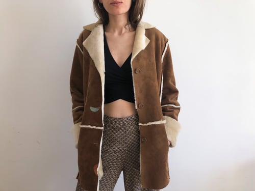 Image of Upcycled fake leather and fur coat // size small medium,  one of a kind