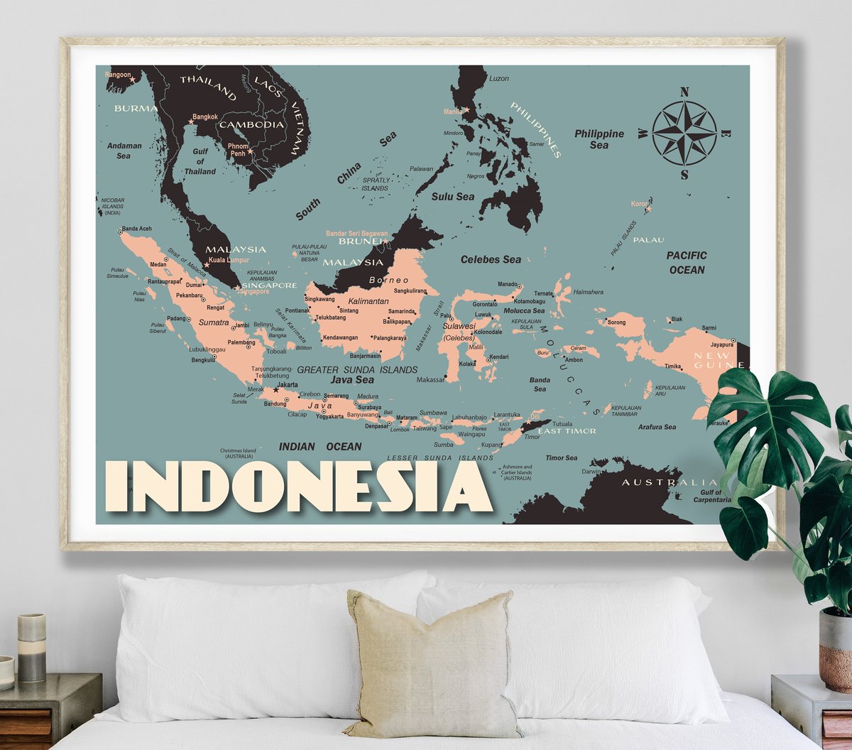 Image of Vintage poster Indonesia Map - Fine Art Print