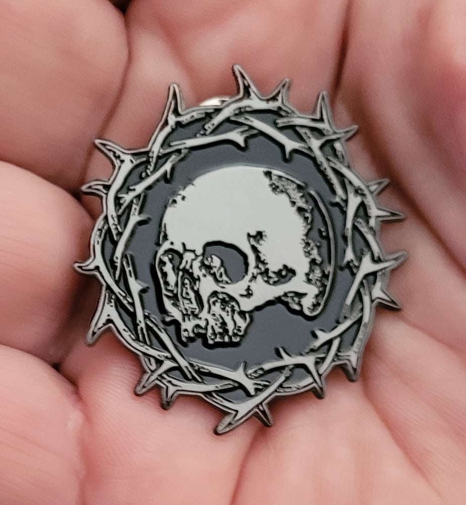 Image of Death's Crown limited edition shaped enamel pin 
